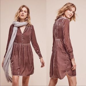 Anthropologie Holding Horses Velvet Shirt Dress